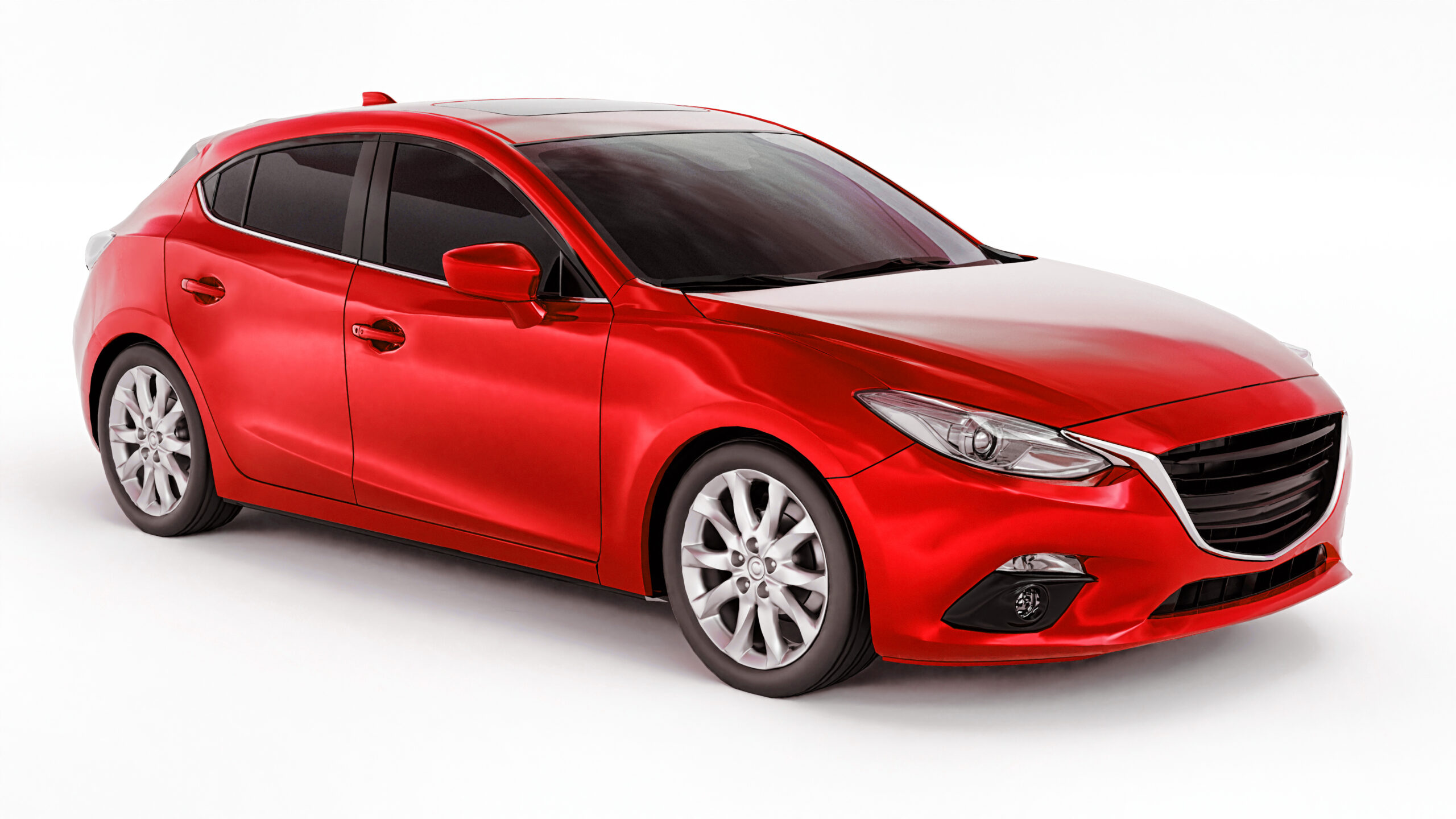 Red city car with blank surface for your creative design. 3D rendering