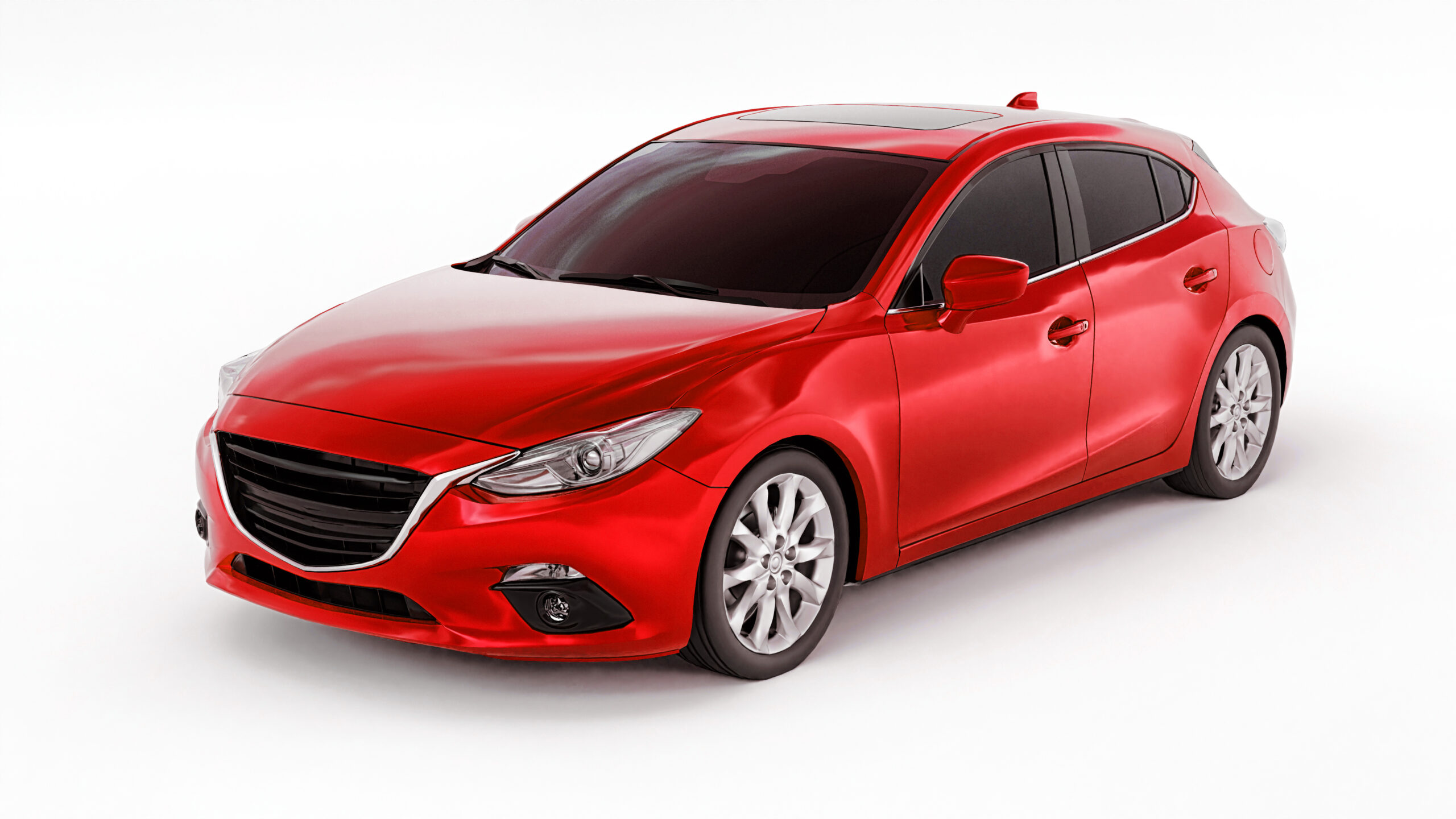 Red city car with blank surface for your creative design. 3D rendering