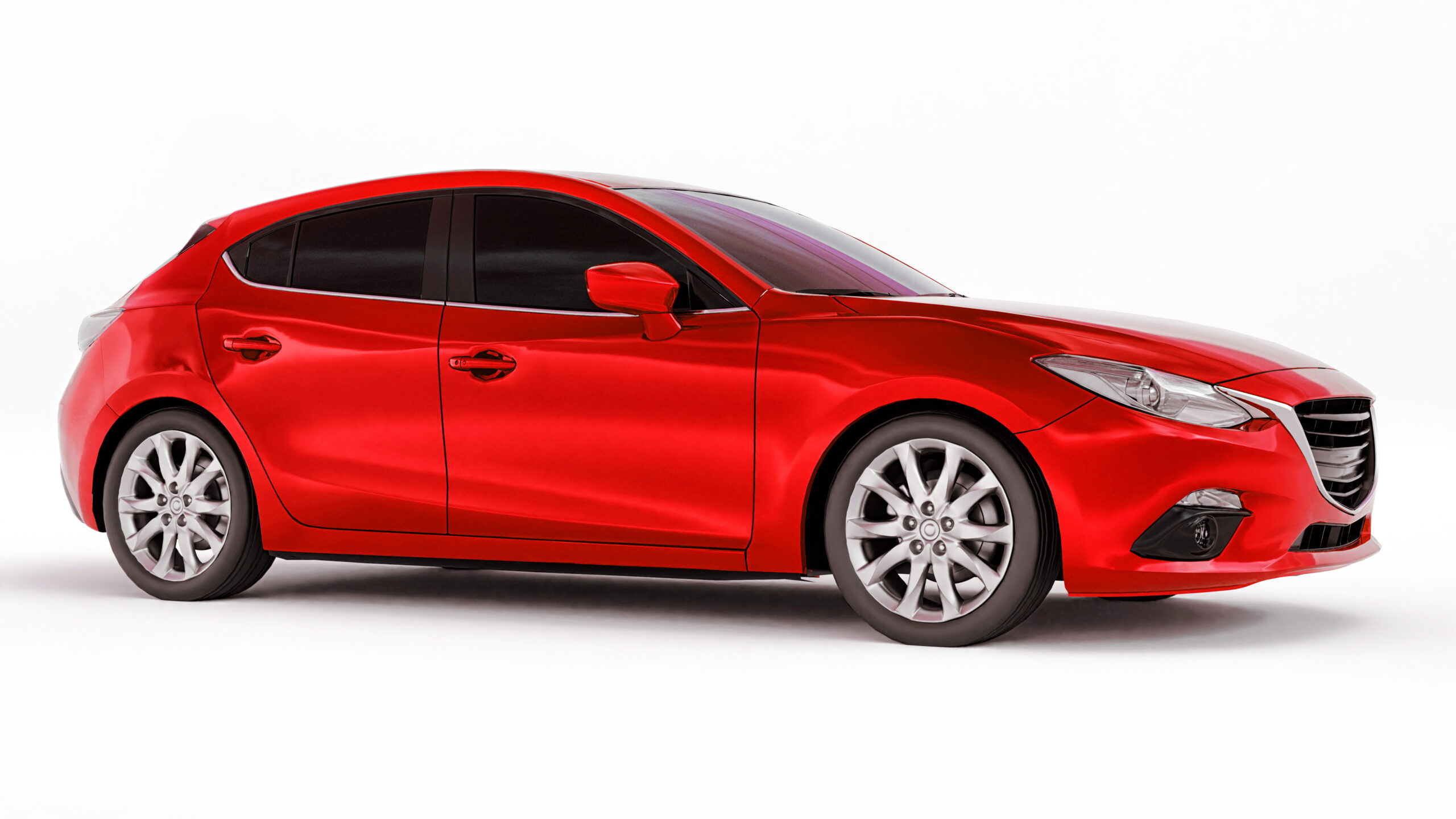 Red city car with blank surface for your creative design. 3D rendering